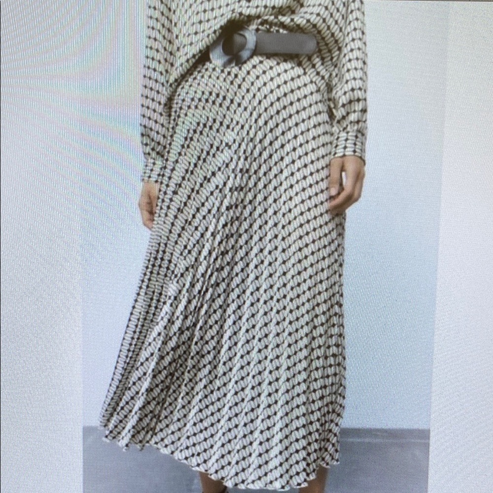 Multicolored Midi A-Line Pleated Skirt for Work